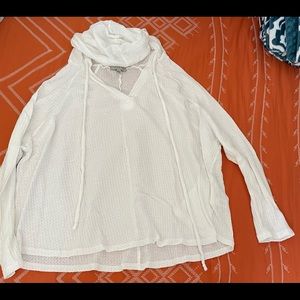 papaya waffle pullover sweater